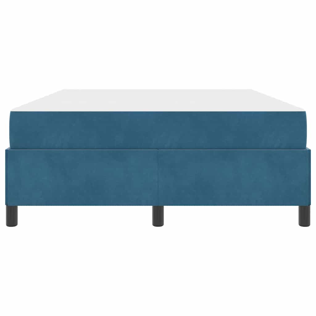 Bettgestell mit Matratze Dunkelblau und Weiß 140 x 190 cm Samt