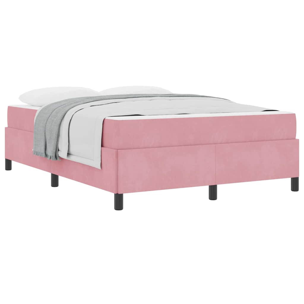 Bettgestell mit Matratze Rosa und Weiß 140 x 190 cm Samt