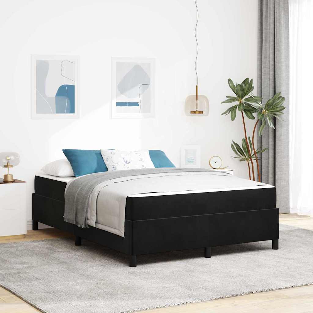 Bettgestell mit Matratze Schwarz und Weiß 140 x 200 cm Samt