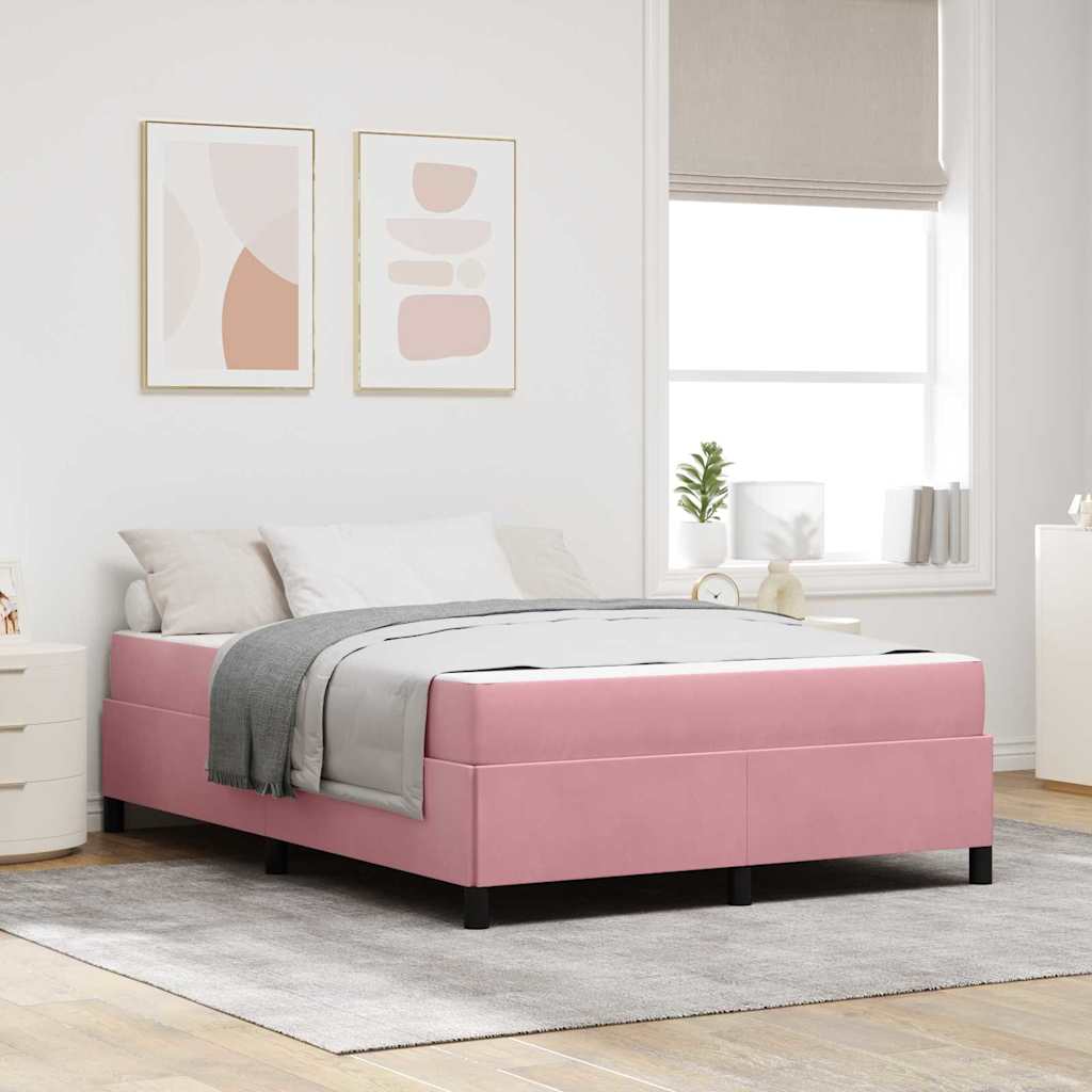 Bettgestell mit Matratze Rosa und Weiß 140 x 200 cm Samt