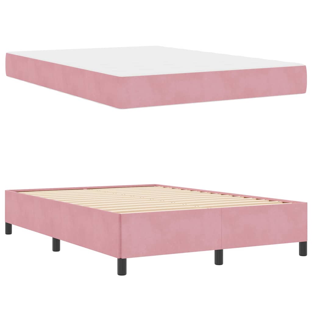 Bettgestell mit Matratze Rosa und Weiß 160 x 200 cm Samt