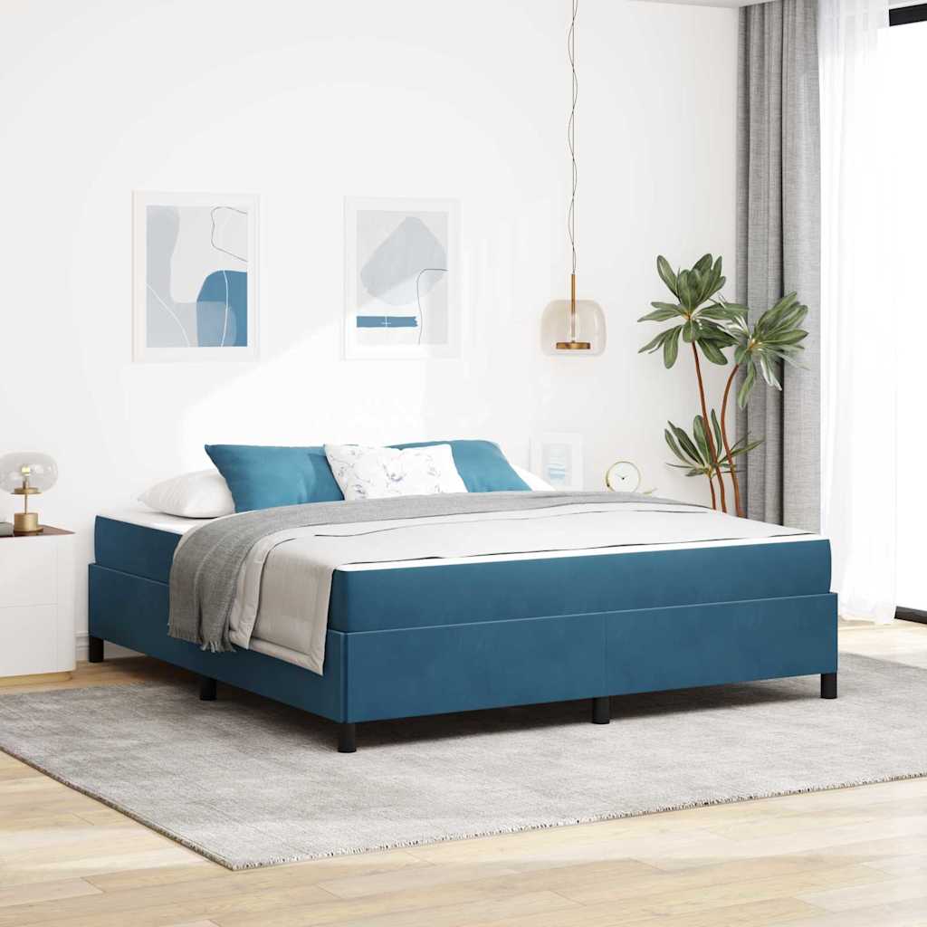 Bettgestell mit Matratze Dunkelblau und Weiß 180 x 200 cm Samt