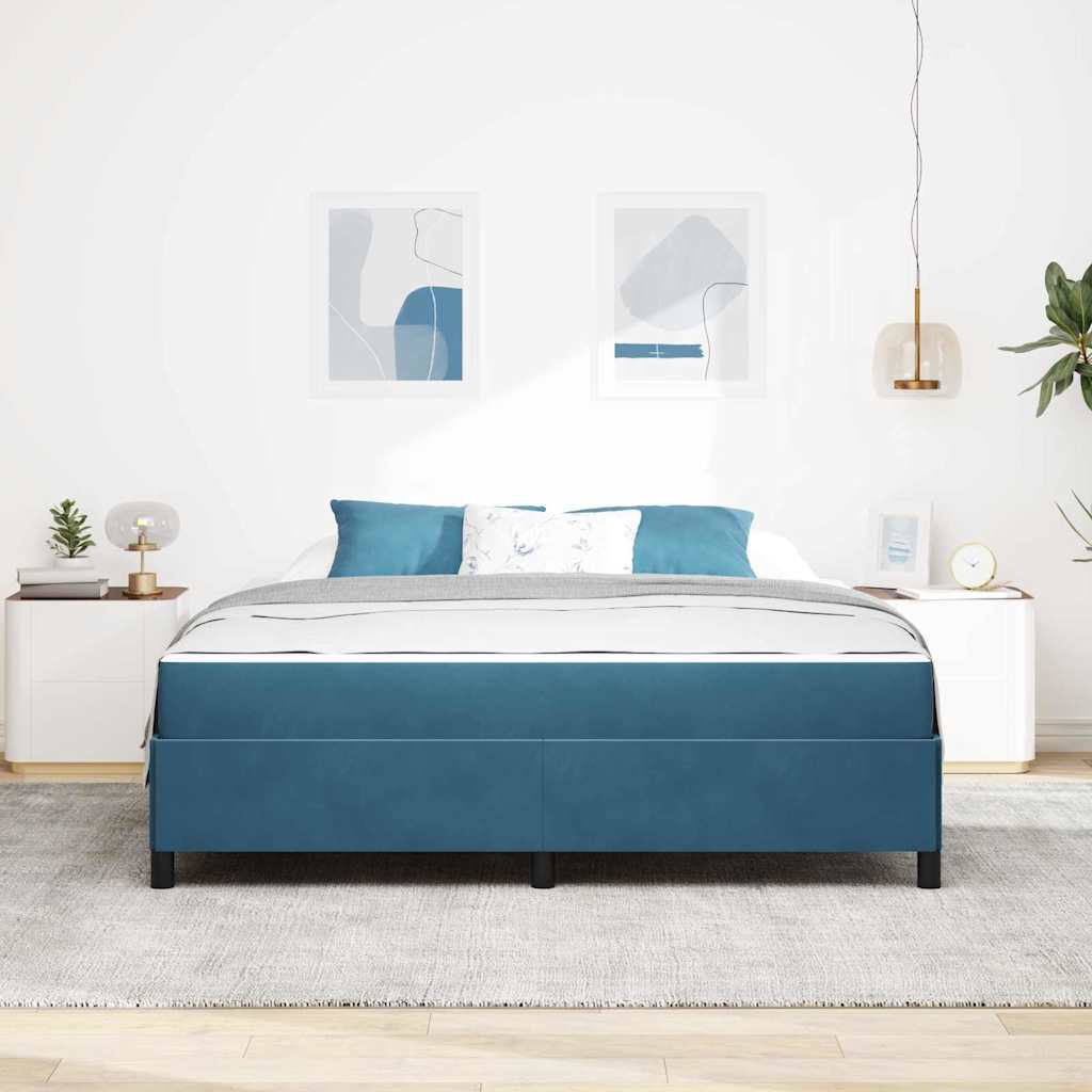 Bettgestell mit Matratze Dunkelblau und Weiß 180 x 200 cm Samt