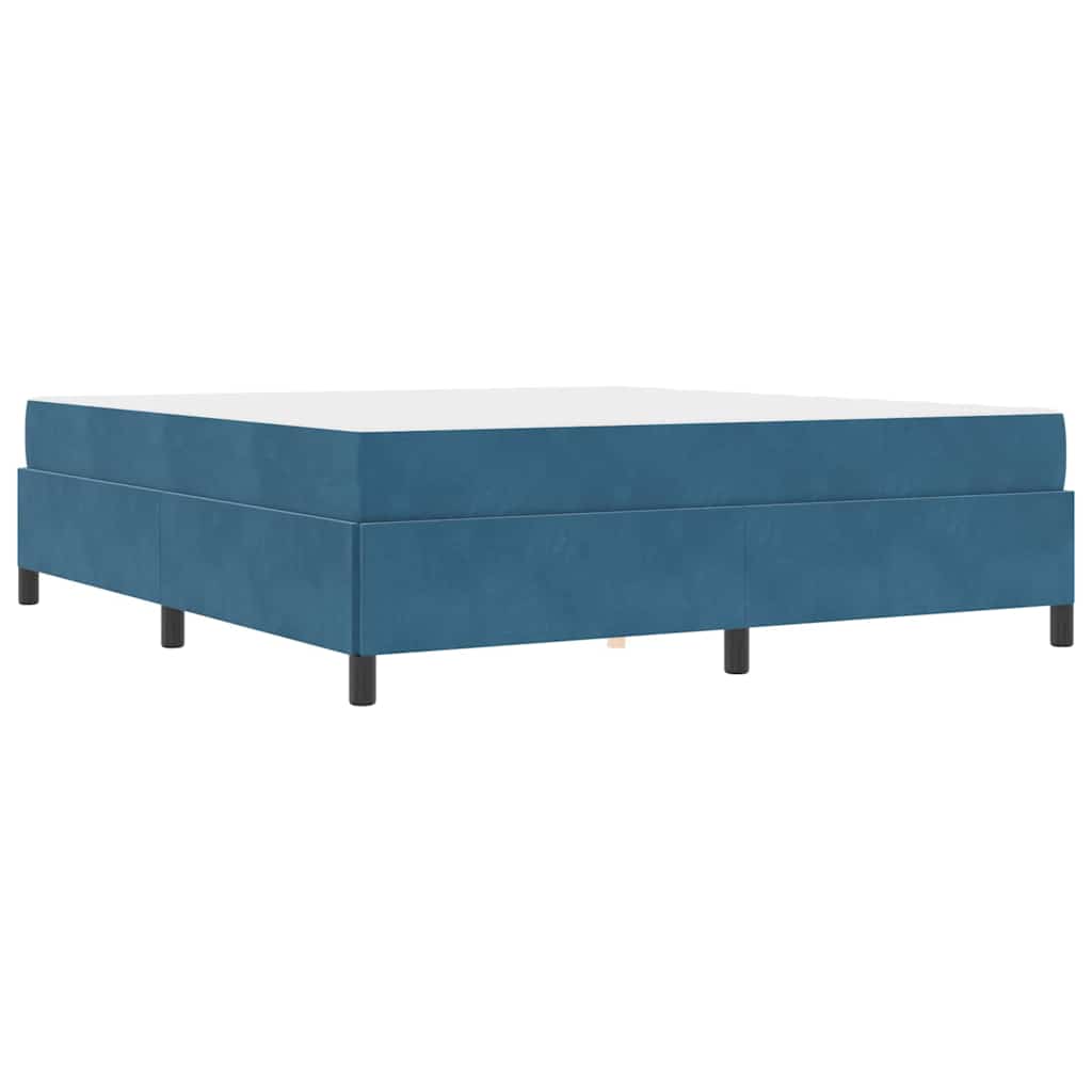 Bettgestell mit Matratze Dunkelblau und Weiß 180 x 200 cm Samt
