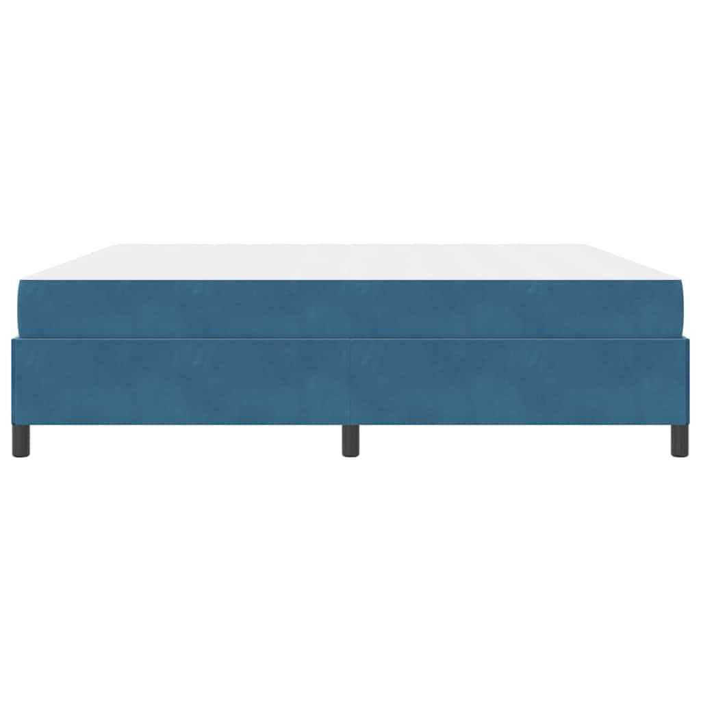 Bettgestell mit Matratze Dunkelblau und Weiß 200 x 200 cm Samt