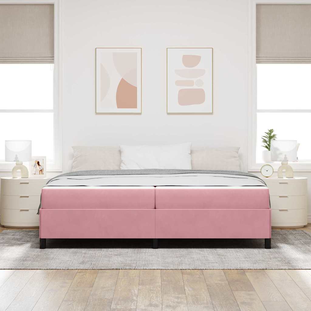 Bettgestell mit Matratze Rosa und Weiß 200 x 200 cm Samt