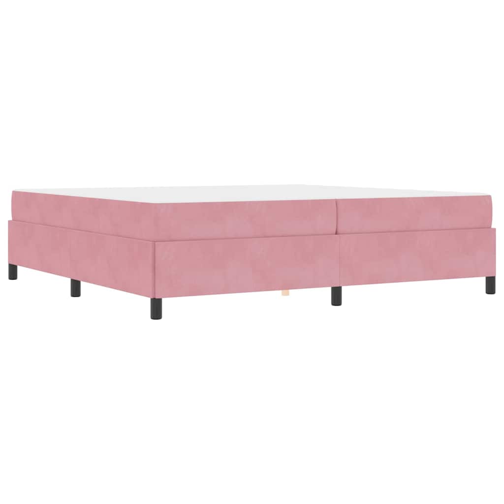 Bettgestell mit Matratze Rosa und Weiß 200 x 200 cm Samt