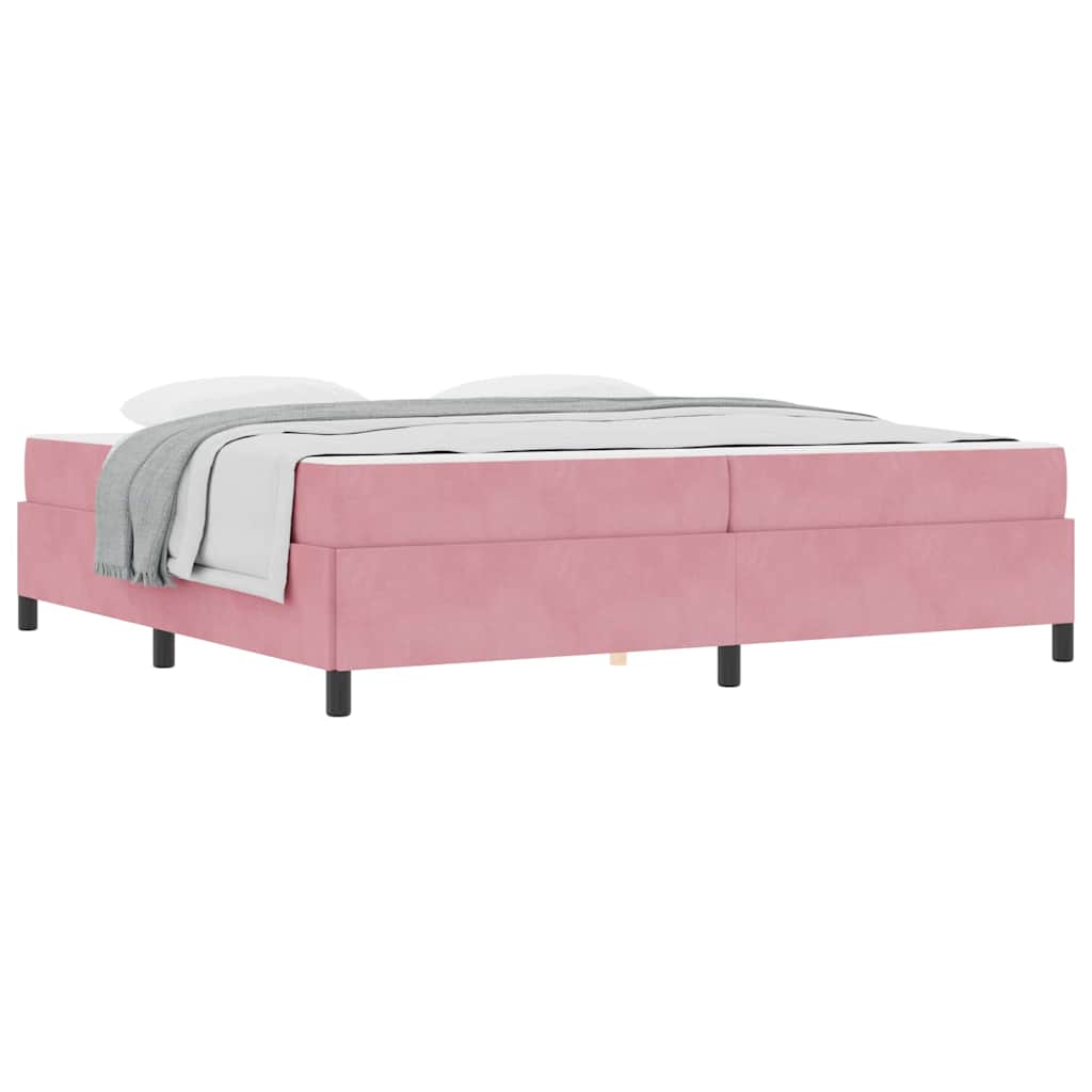 Bettgestell mit Matratze Rosa und Weiß 200 x 200 cm Samt