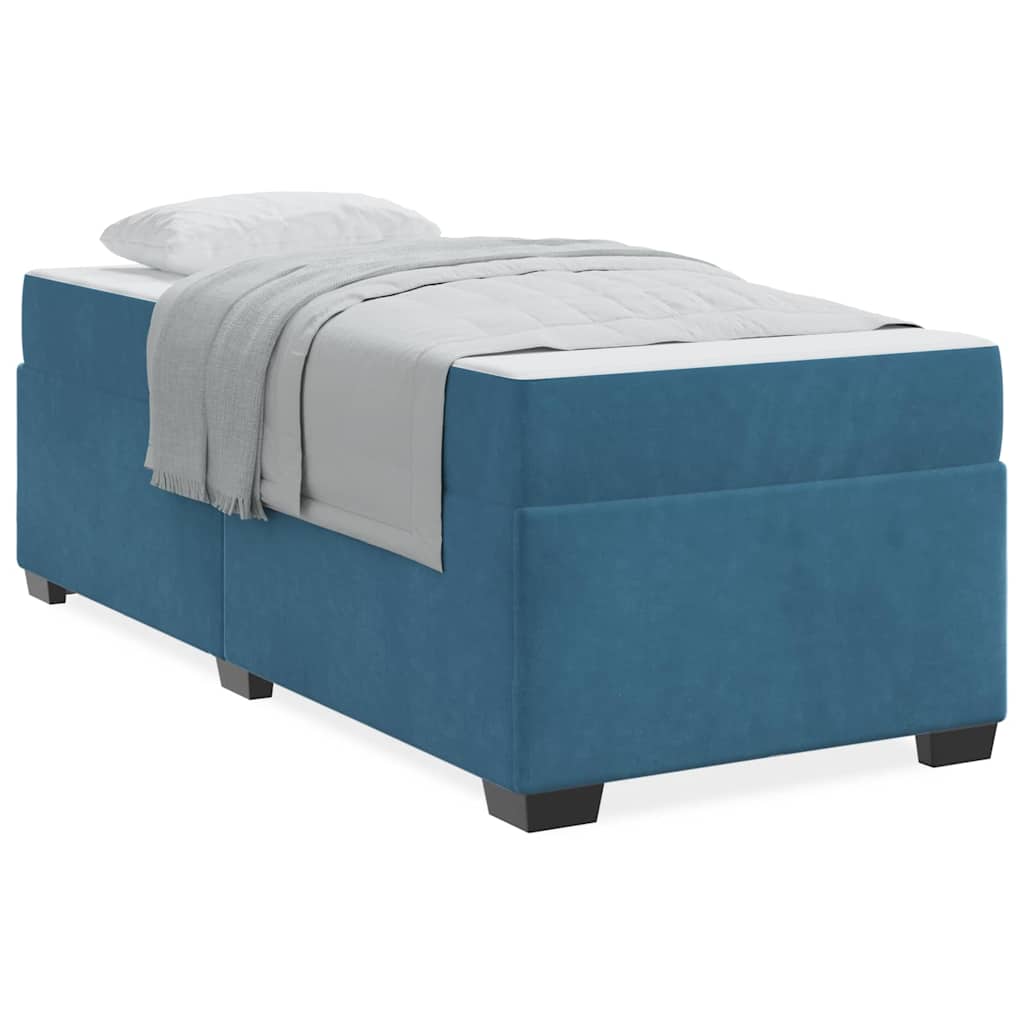Bettgestell mit Matratze mit Matratze Blau 80 x 200 cm Samt