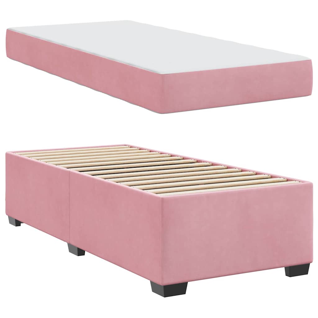 Bettgestell mit Matratze mit Matratze Rosa 80 x 200 cm Samt