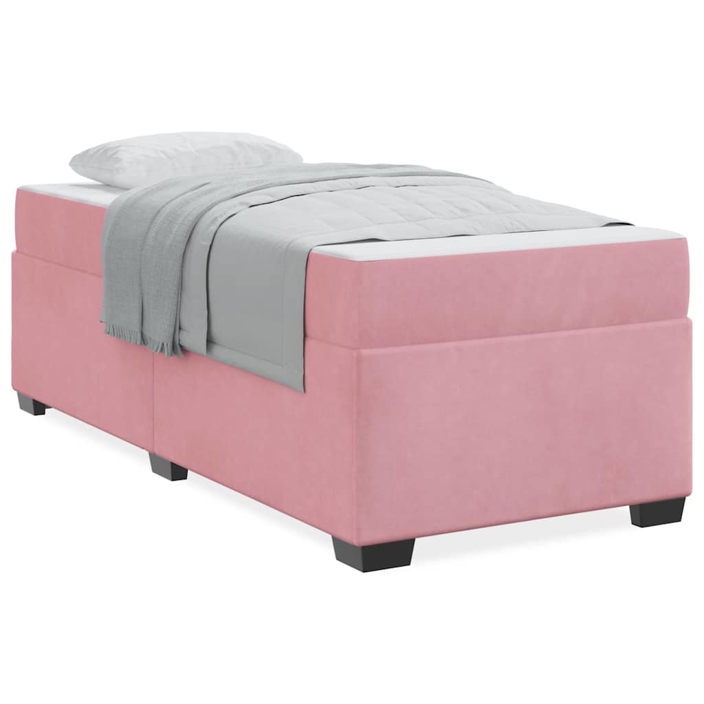 Bettgestell mit Matratze mit Matratze Rosa 80 x 200 cm Samt