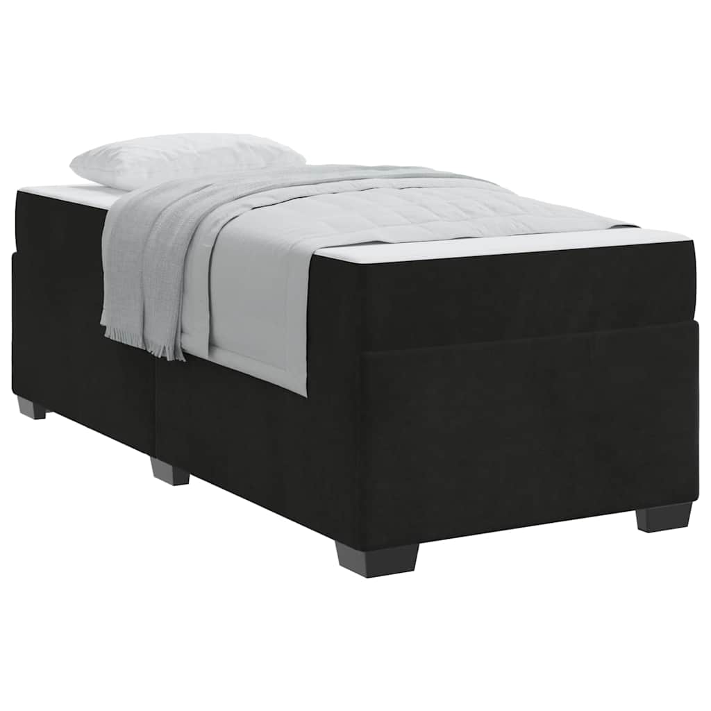 Bettgestell mit Matratze mit Matratze Schwarz 90 x 190 cm Samt