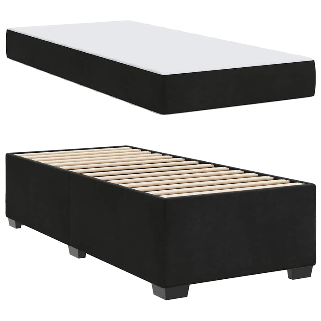 Bettgestell mit Matratze mit Matratze Schwarz 90 x 200 cm Samt