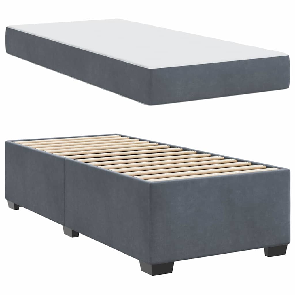 Bettgestell mit Matratze Dunkelgrau 100 x 200 cm Samt