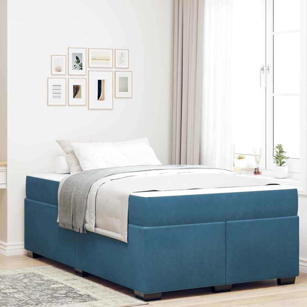 Bettgestell mit Matratze Dunkelblau 120 x 190 cm Samt