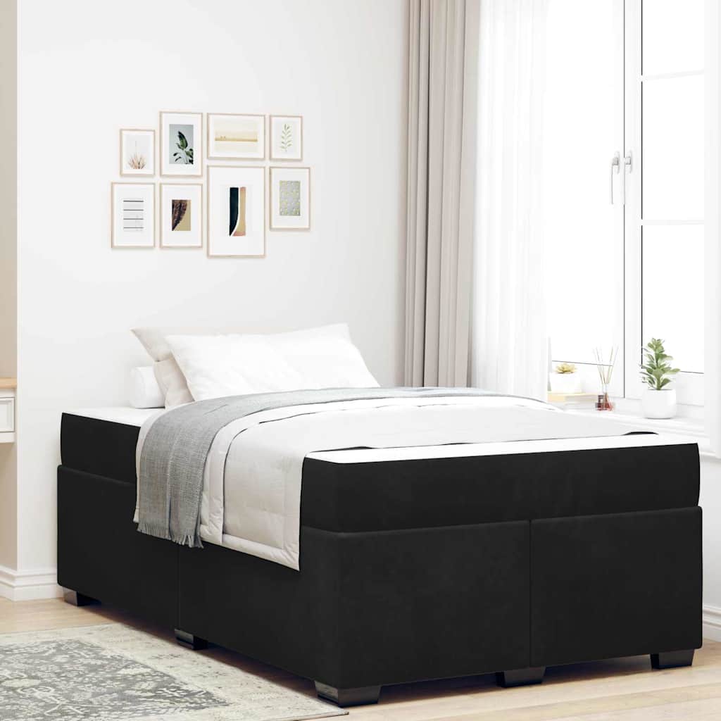 Bettgestell mit Matratze mit Matratze Schwarz 120 x 200 cm Samt