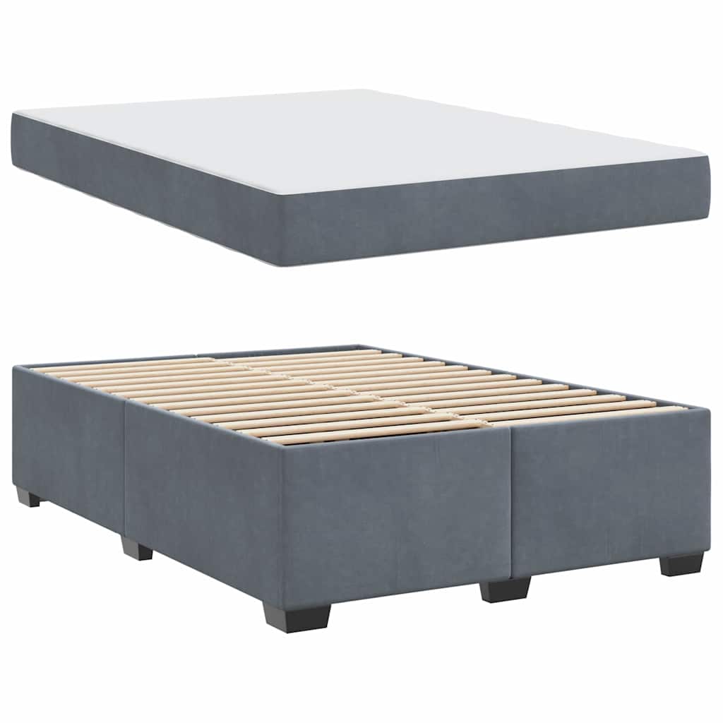 Bettgestell mit Matratze Dunkelgrau 140 x 200 cm Samt