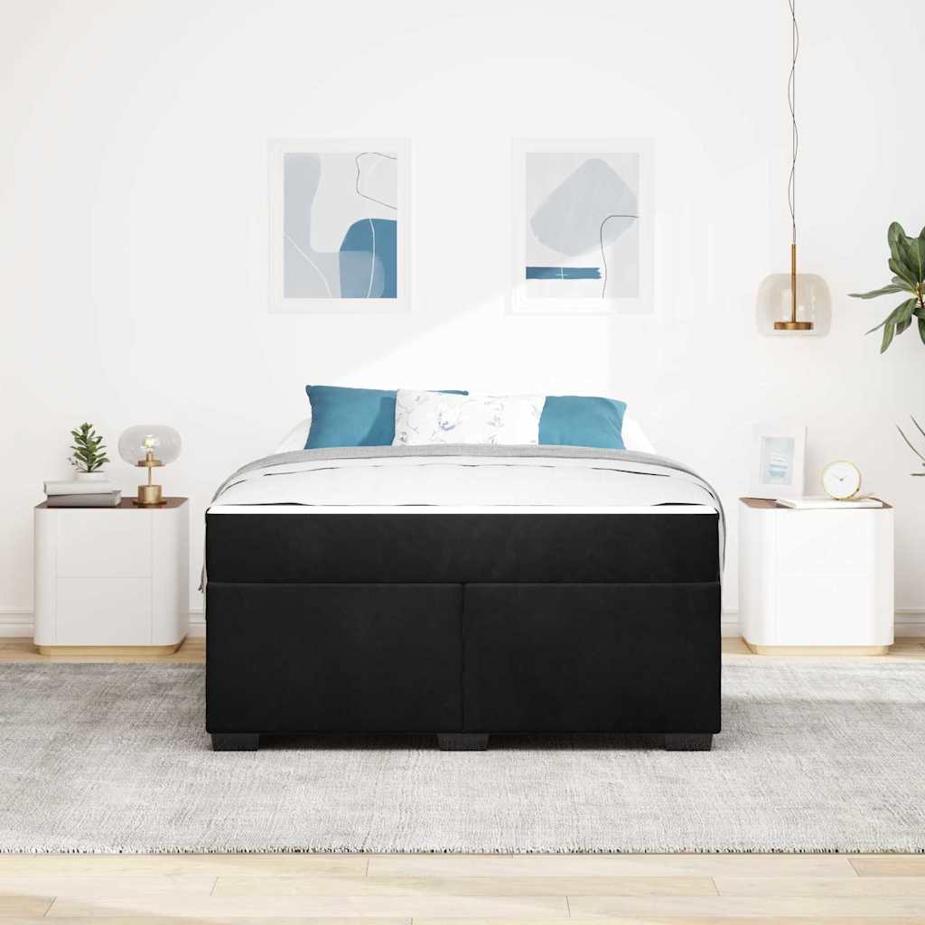 Bettgestell mit Matratze mit Matratze Schwarz 140 x 200 cm Samt