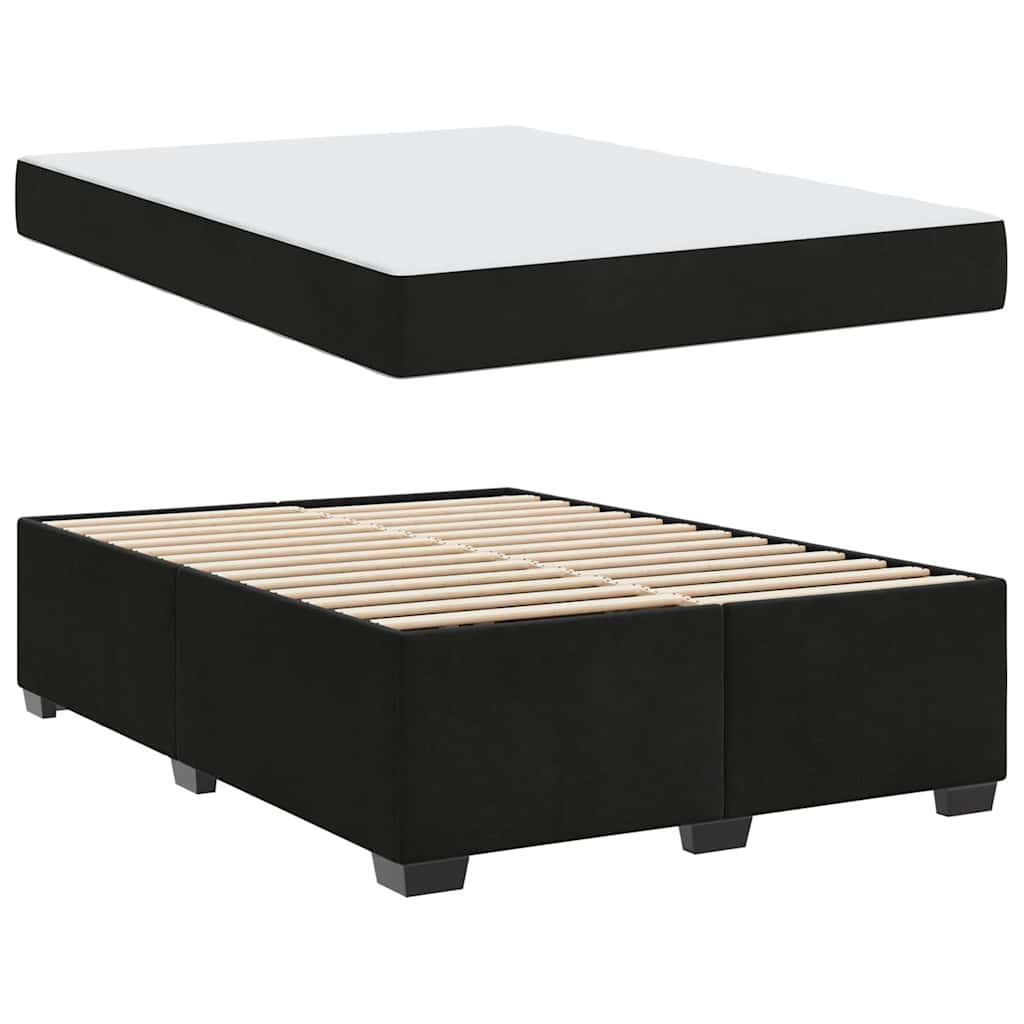 Bettgestell mit Matratze mit Matratze Schwarz 140 x 200 cm Samt