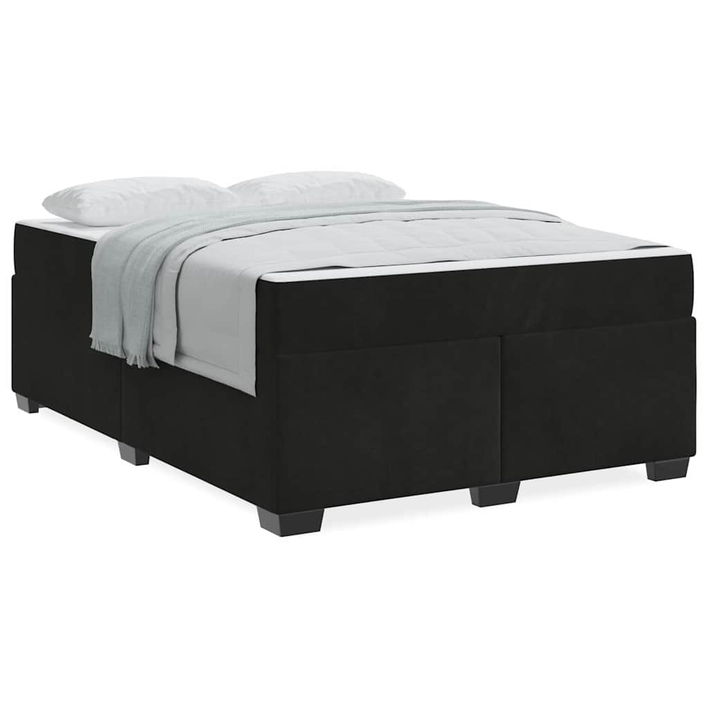 Bettgestell mit Matratze mit Matratze Schwarz 140 x 200 cm Samt