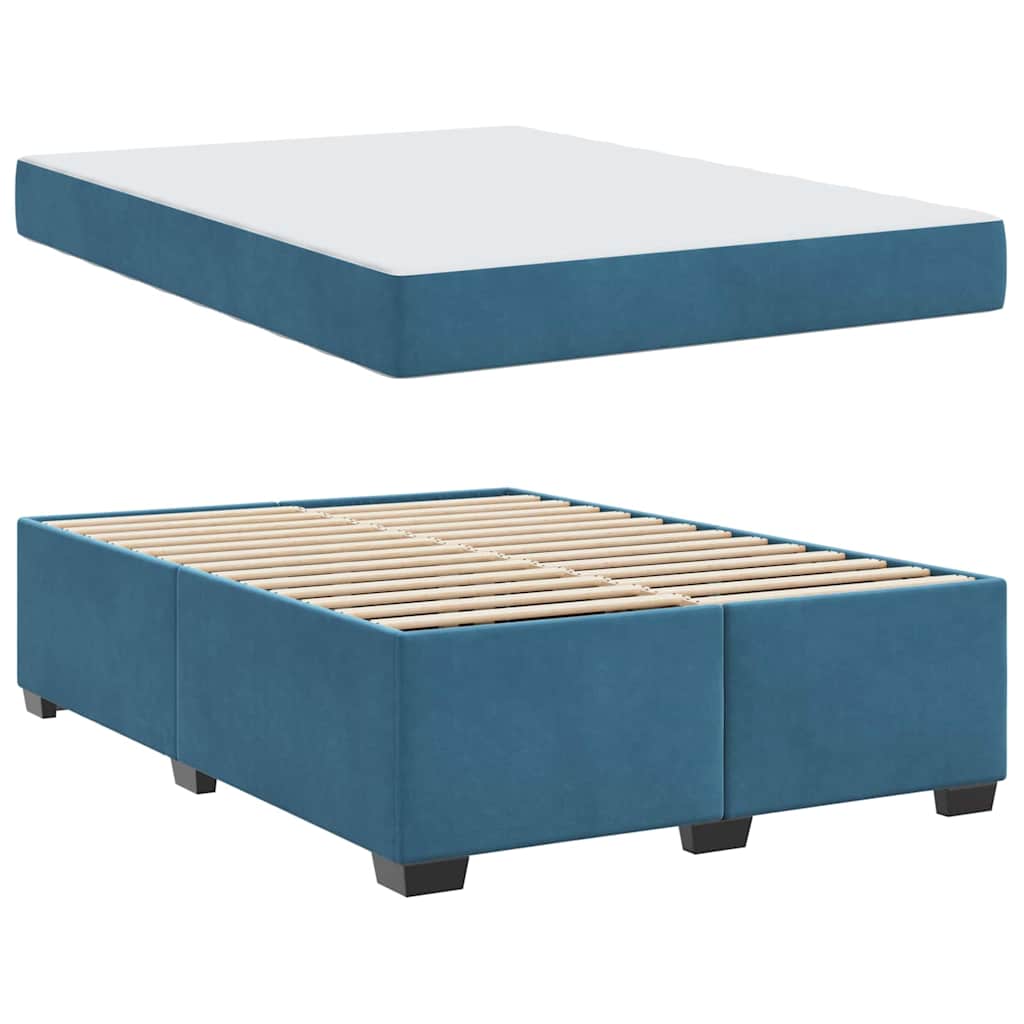 Bettgestell mit Matratze Dunkelblau 140 x 200 cm Samt