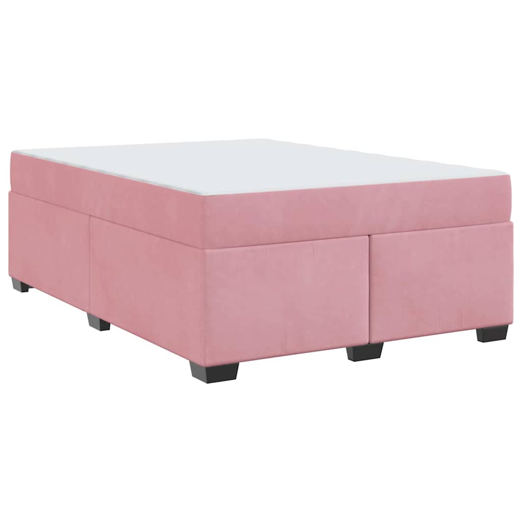 Bettgestell mit Matratze mit Matratze Rosa 140 x 200 cm Samt