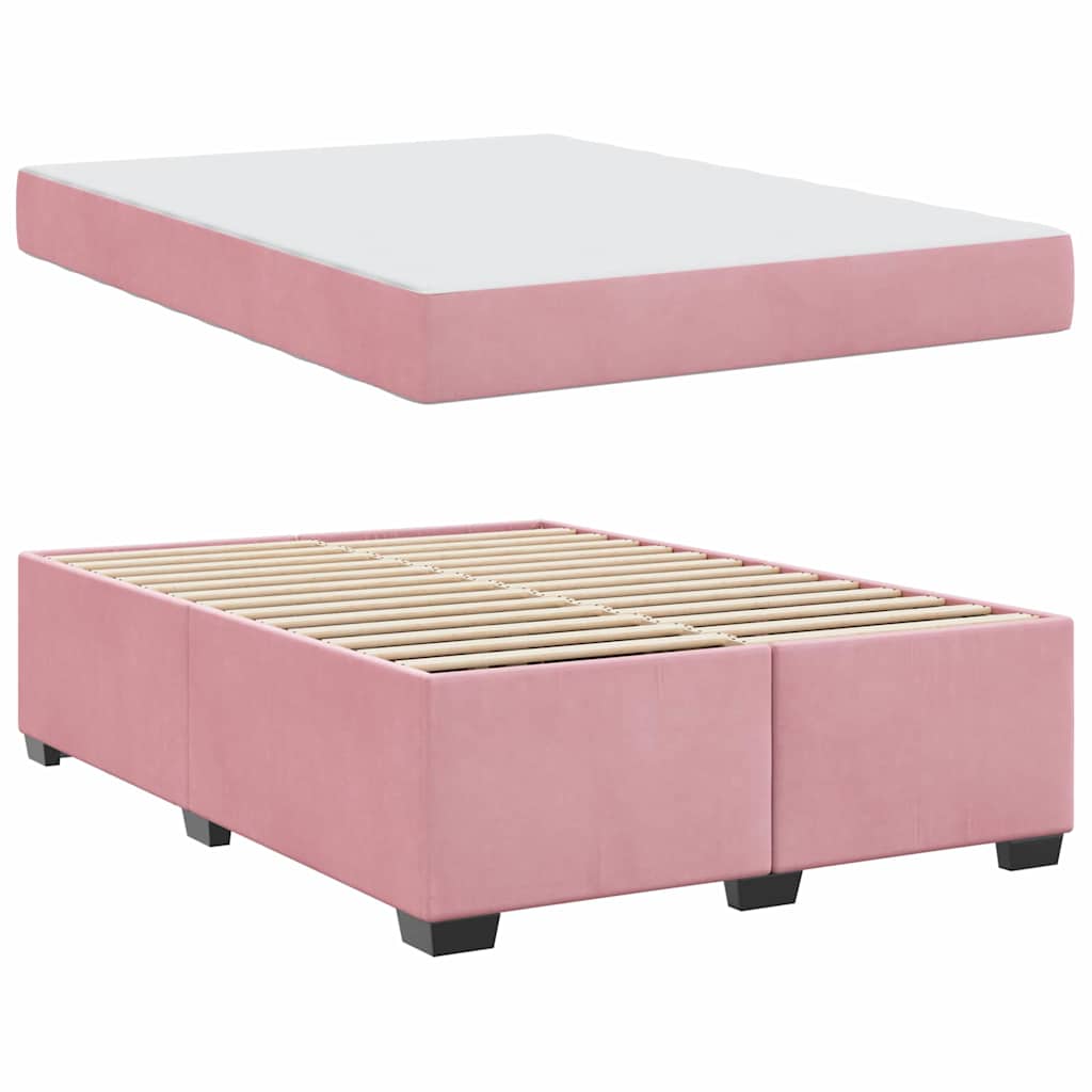 Bettgestell mit Matratze mit Matratze Rosa 140 x 200 cm Samt