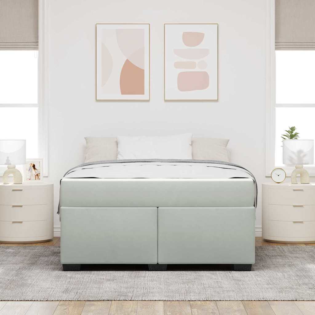 Bettgestell mit Matratze Hellgrau 160 x 200 cm Samt