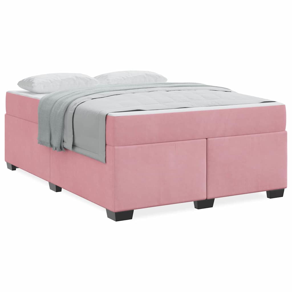 Bettgestell mit Matratze mit Matratze Rosa 160 x 200 cm Samt