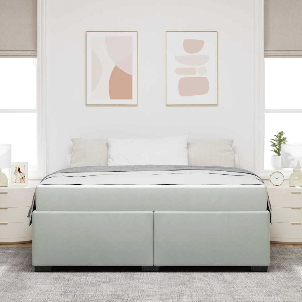Bettgestell mit Matratze Hellgrau 180 x 200 cm Samt