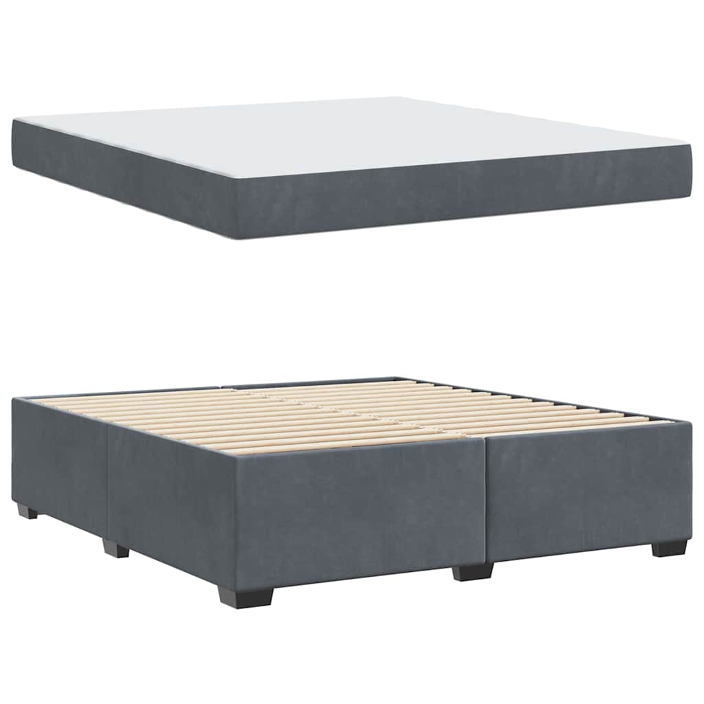 Bettgestell mit Matratze Dunkelgrau 180 x 200 cm Samt