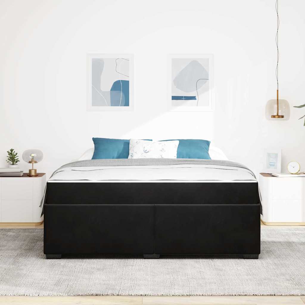 Bettgestell mit Matratze Schwarz 180 x 200 cm Samt