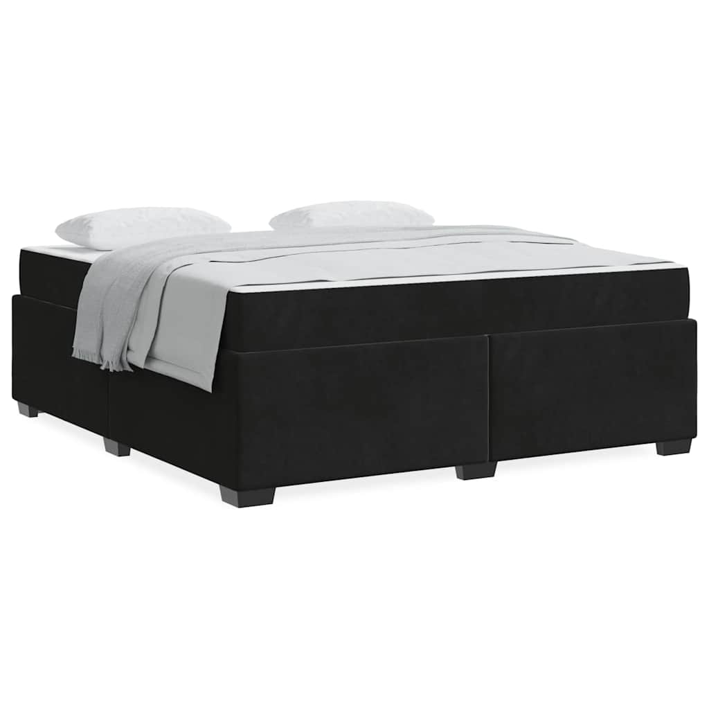 Bettgestell mit Matratze Schwarz 180 x 200 cm Samt