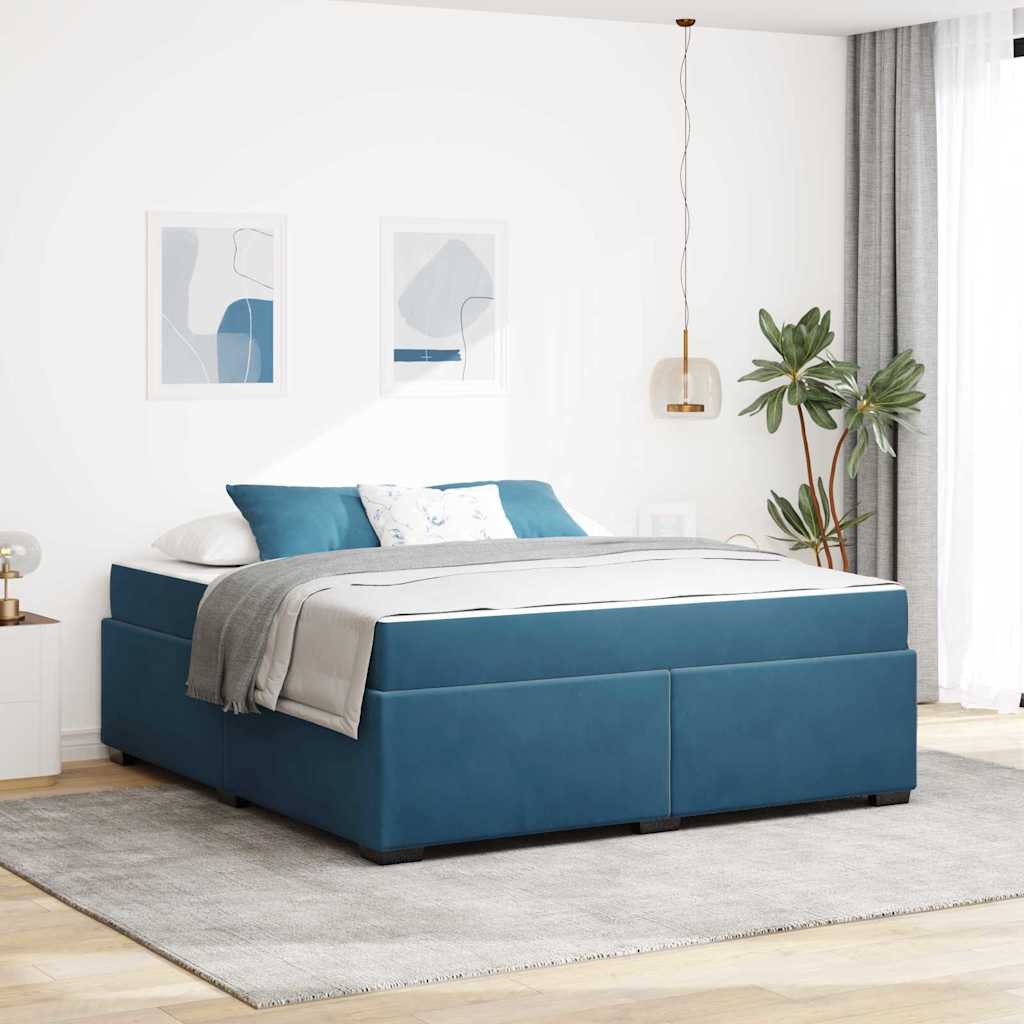 Bettgestell mit Matratze Dunkelblau 180 x 200 cm Samt