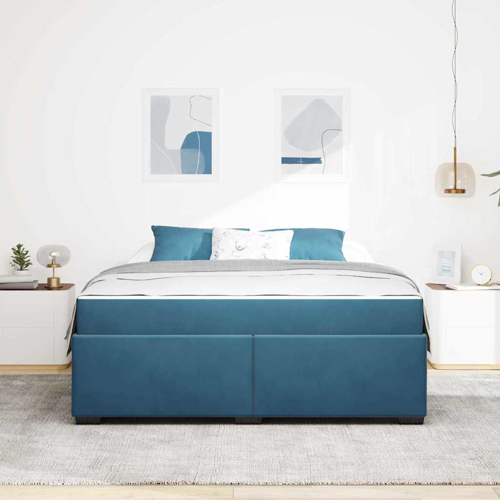 Bettgestell mit Matratze Dunkelblau 180 x 200 cm Samt