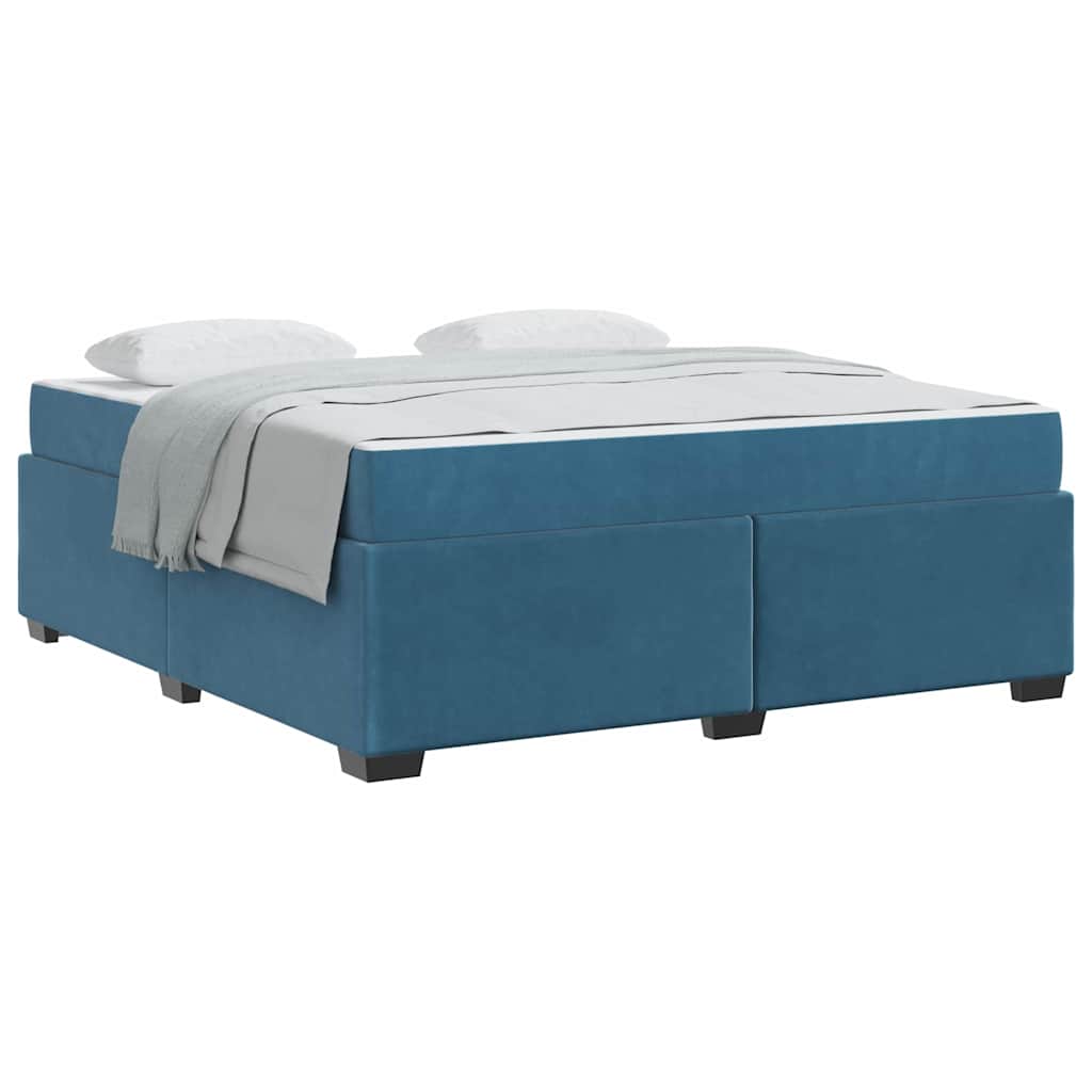 Bettgestell mit Matratze Dunkelblau 180 x 200 cm Samt