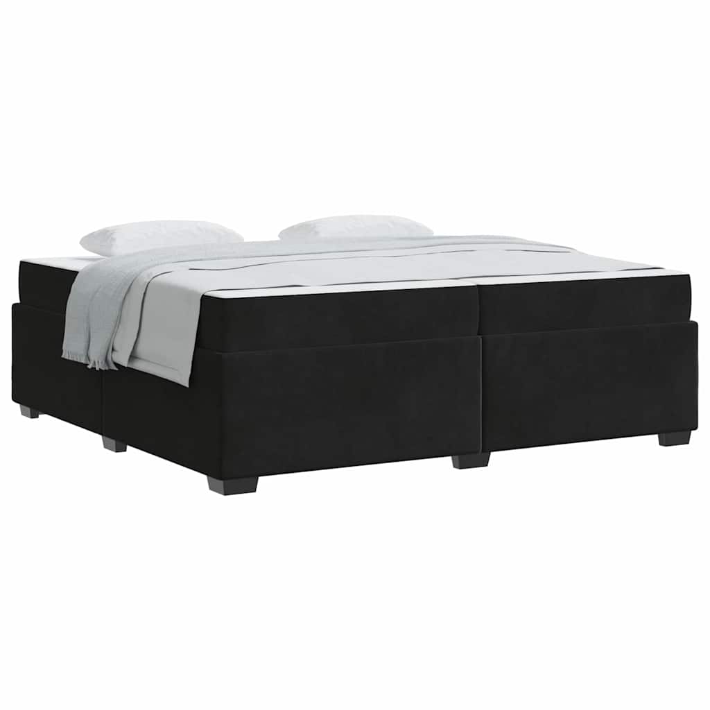 Bettgestell mit Matratze Schwarz 200 x 200 cm Samt
