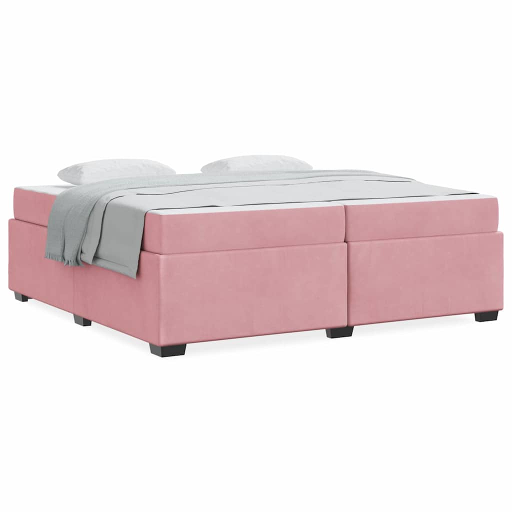 Bettgestell mit Matratze Rosa 200 x 200 cm Samt