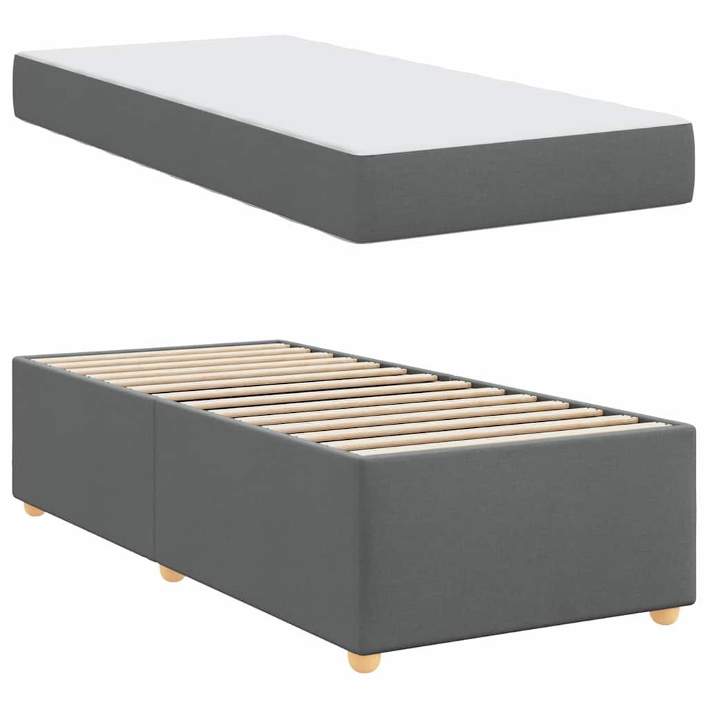 Bettgestell mit Matratze Dunkelgrau 100 x 200 cm Stoff