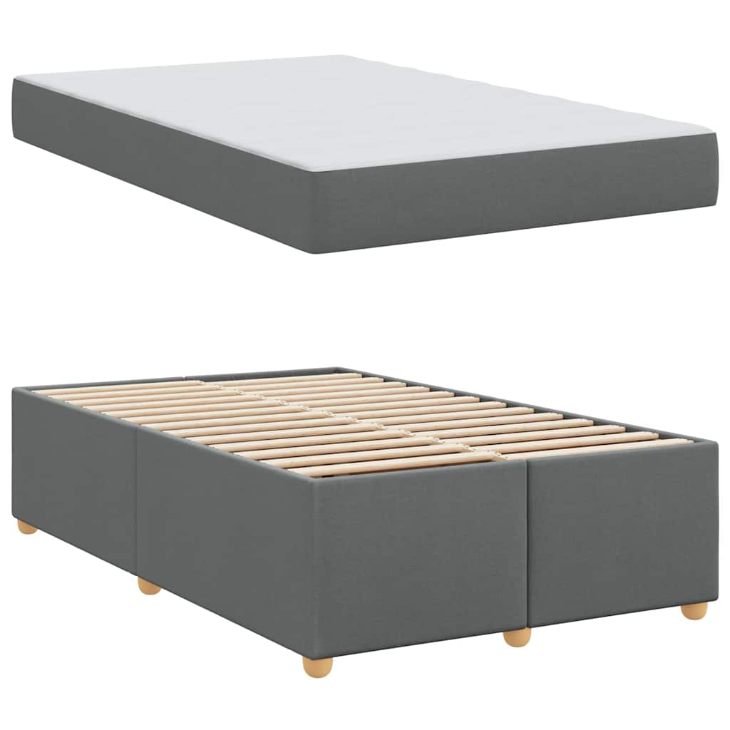 Bettgestell mit Matratze Dunkelgrau 120 x 190 cm Stoff