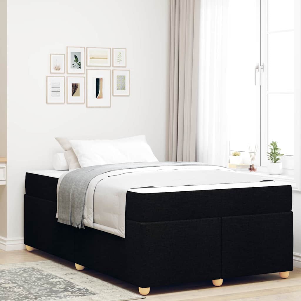 Bettgestell mit Matratze Schwarz 120 x 190 cm Stoff
