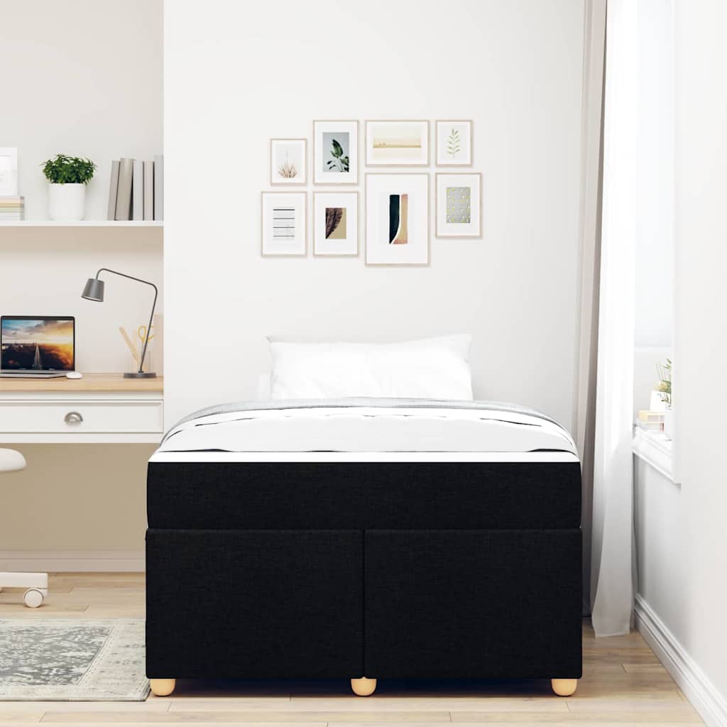 Bettgestell mit Matratze Schwarz 120 x 190 cm Stoff