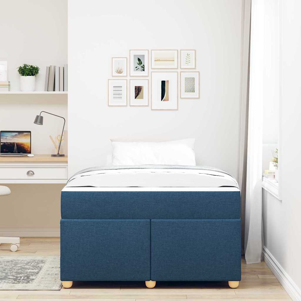 Bettgestell mit Matratze Blau 120 x 200 cm Stoff