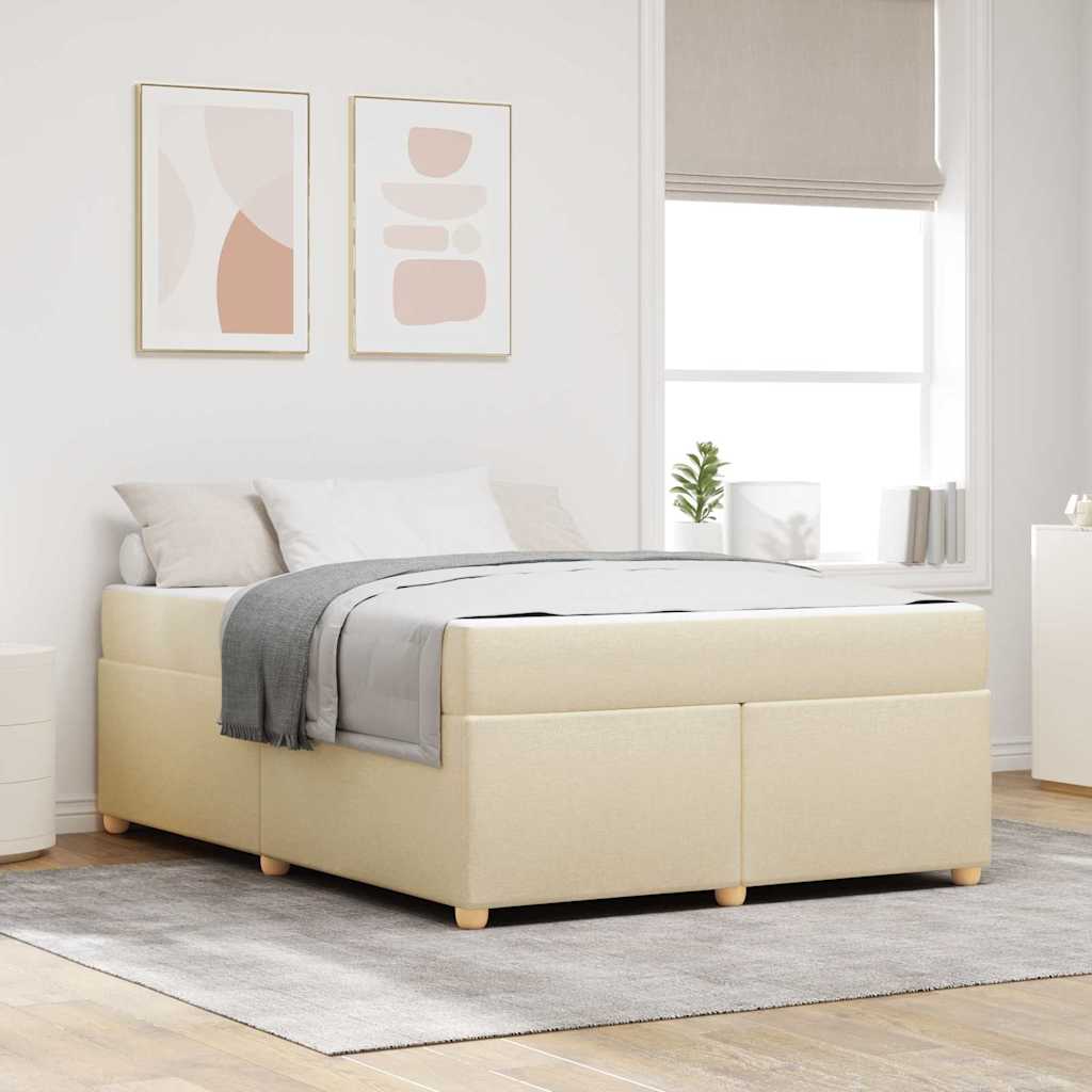 Bettgestell mit Matratze Creme 140 x 200 cm Stoff