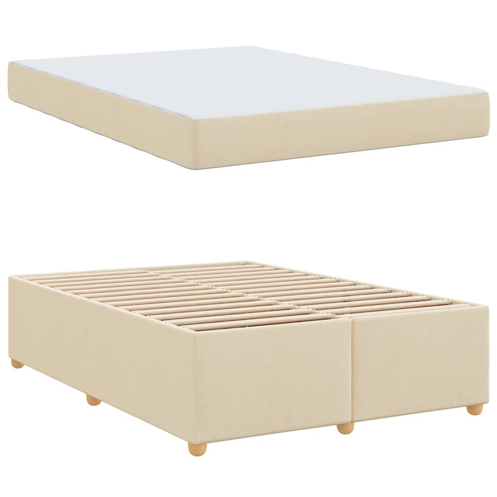 Bettgestell mit Matratze Creme 140 x 200 cm Stoff