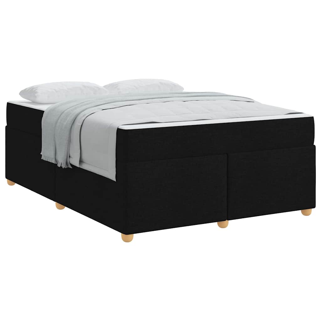Bettgestell mit Matratze Schwarz 160 x 200 cm Stoff