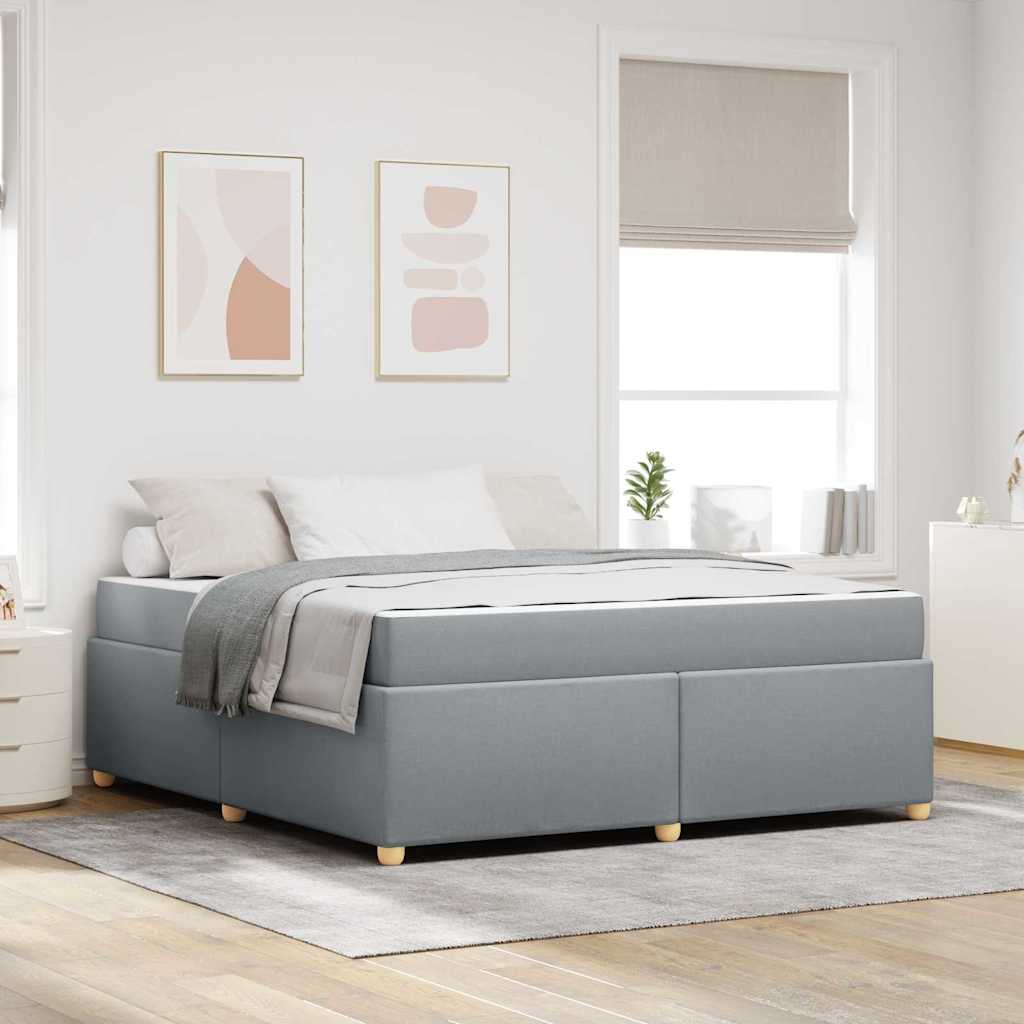 Bettgestell mit Matratze Hellgrau 180 x 200 cm Stoff
