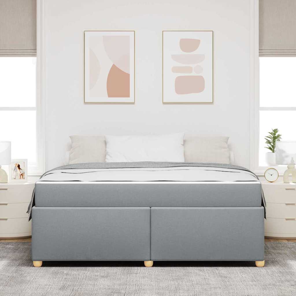 Bettgestell mit Matratze Hellgrau 180 x 200 cm Stoff