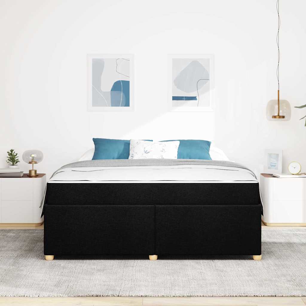Bettgestell mit Matratze Schwarz 180 x 200 cm Stoff