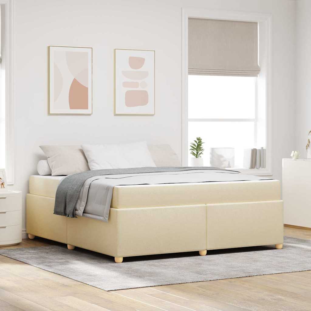 Bettgestell mit Matratze Creme 180 x 200 cm Stoff
